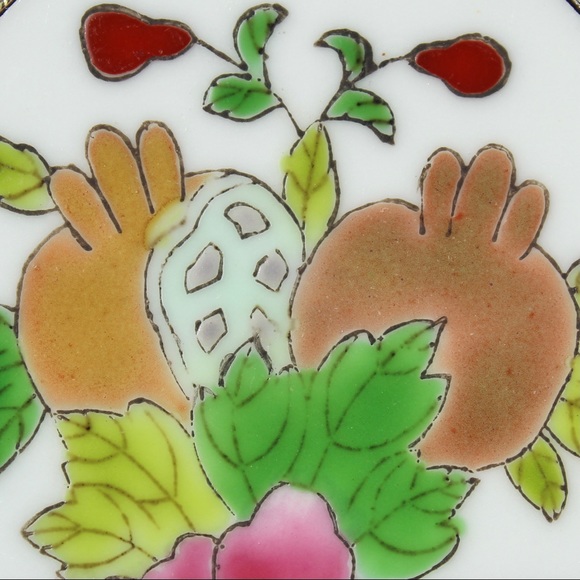 Vintage Chinese Pomegranate Porcelain Shard Brooch - Picture 3 of 10